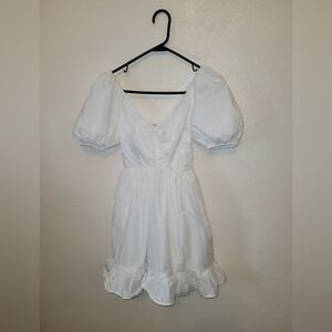 Alamour The Label Andrey Mini V-Neck Low Back White Dress Small